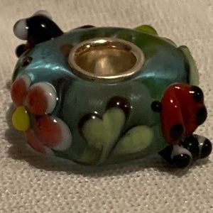 NWOT Ladybug Murano Glass Bead 925 Silver Charm